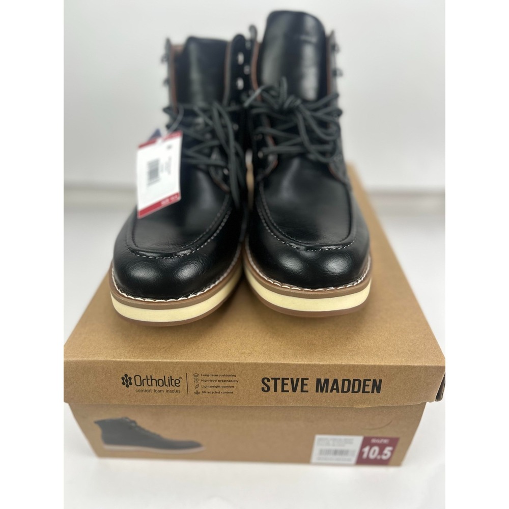 NEW Steve Madden Doyers Casual Boots MENS Black Lace Up Side Zip SIZE‎ 10.5